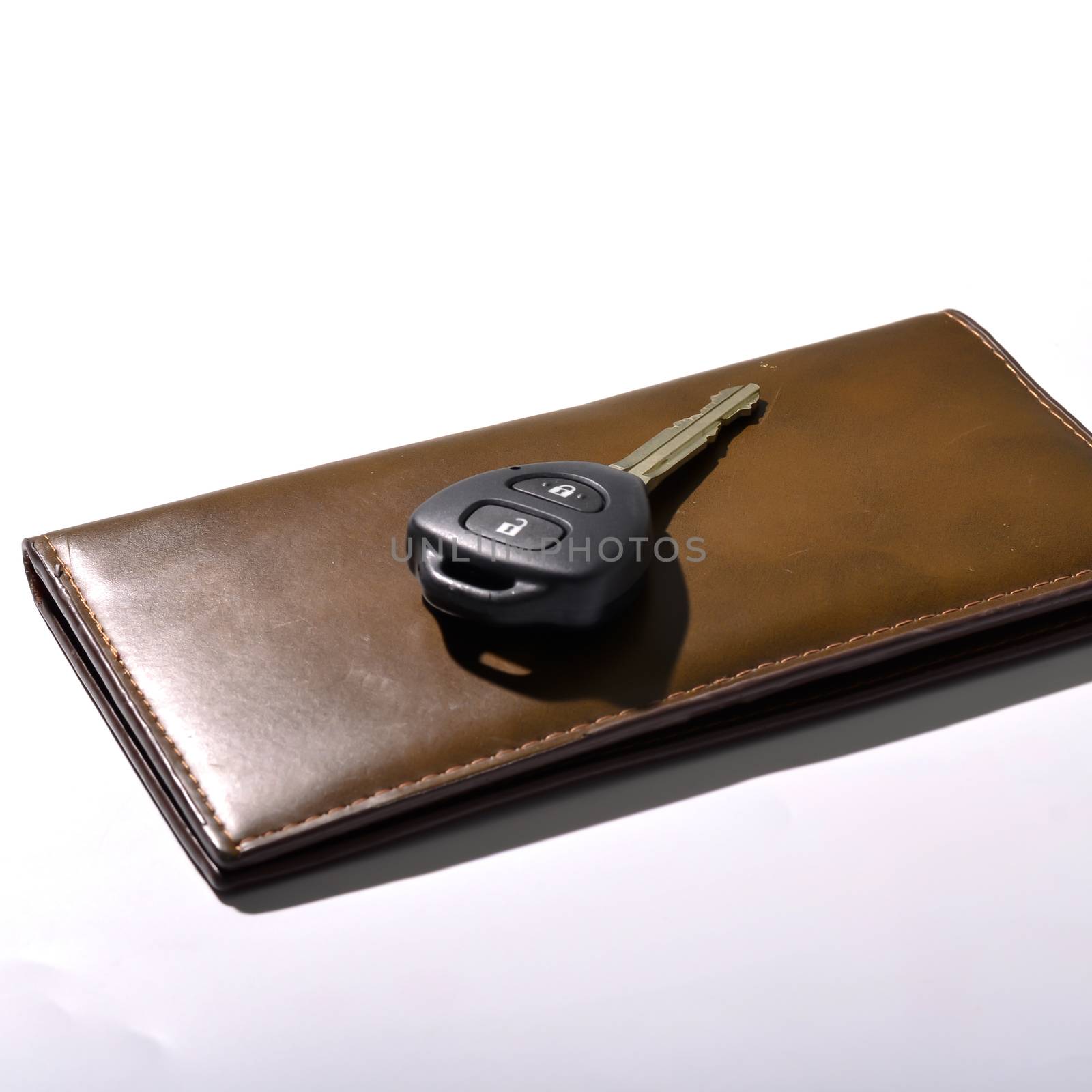 car key with wallet isolated on white background