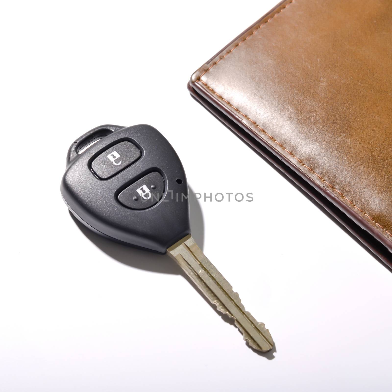 car key with wallet isolated on white background