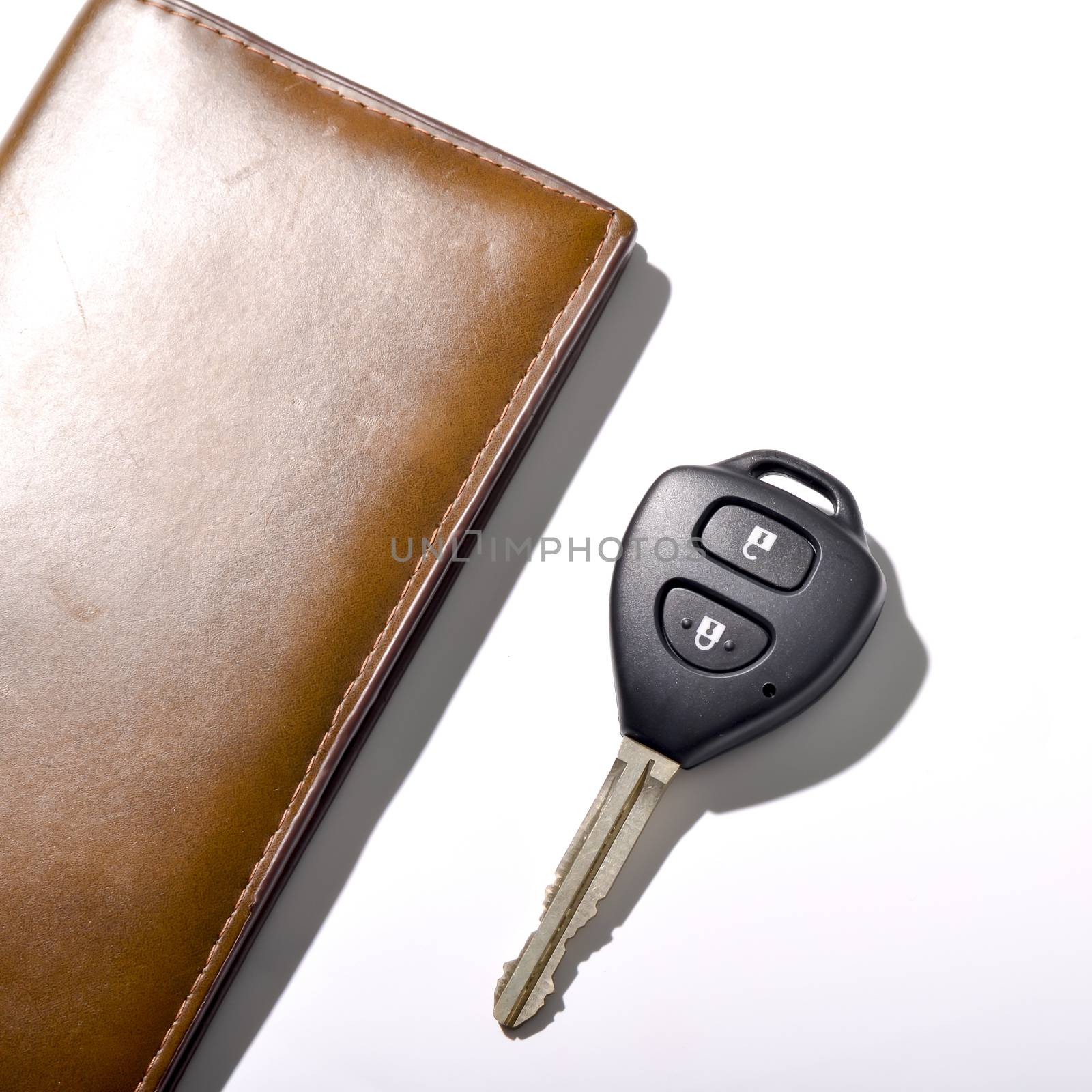 car key with wallet isolated on white background