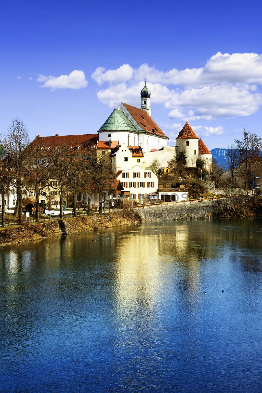 Famous Fussen little city in Bavaria, Germany