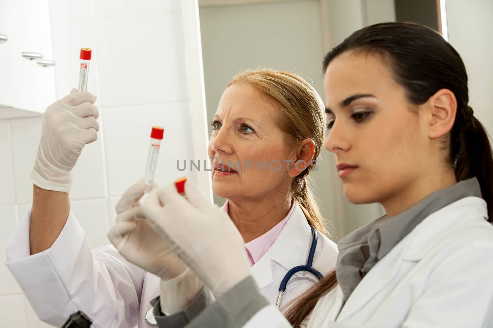 couple concentrated in a lab