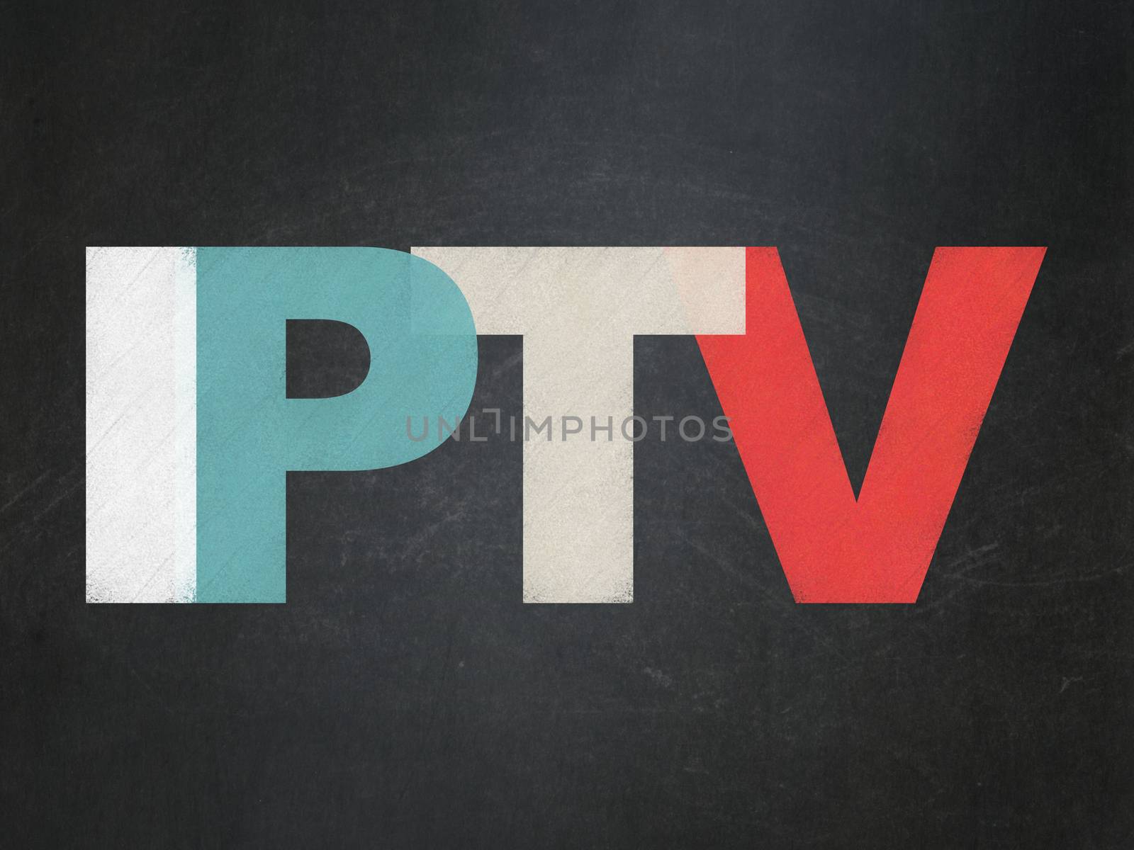 Web development concept: Painted multicolor text IPTV on School Board background, 3d render