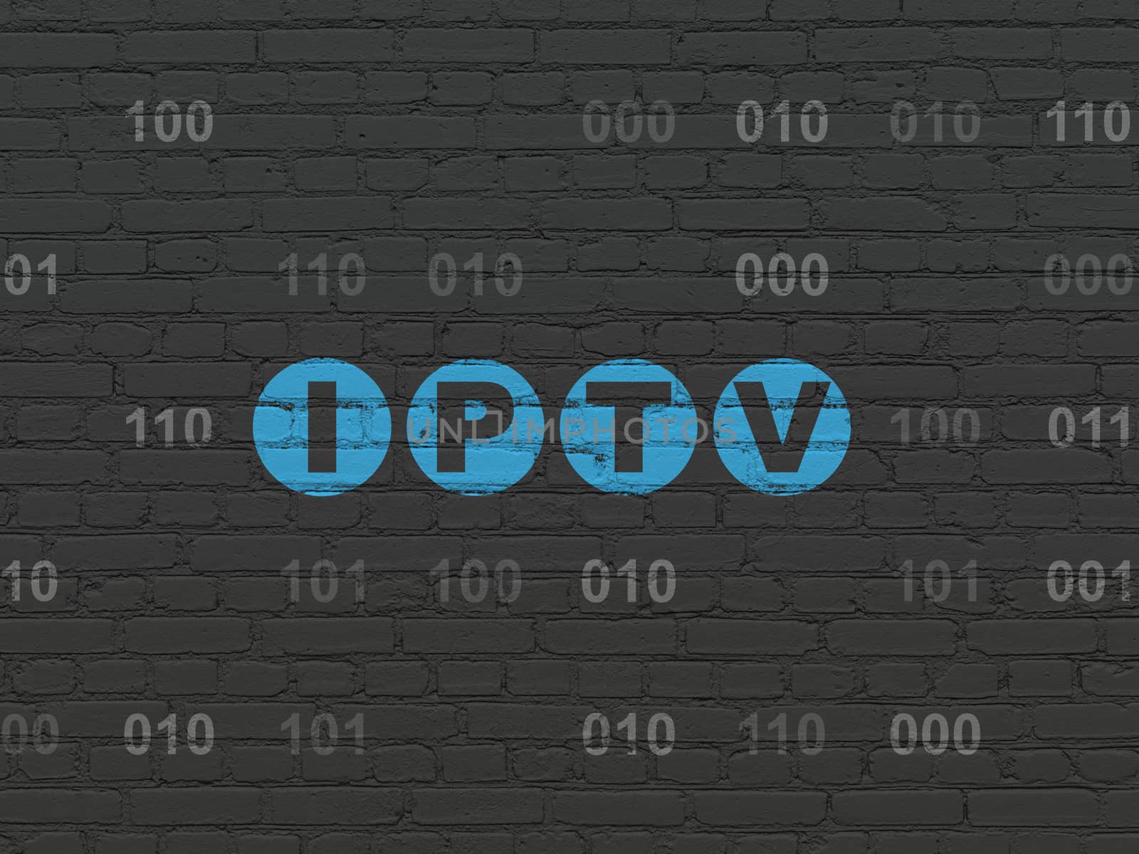 Web design concept: IPTV on wall background by maxkabakov