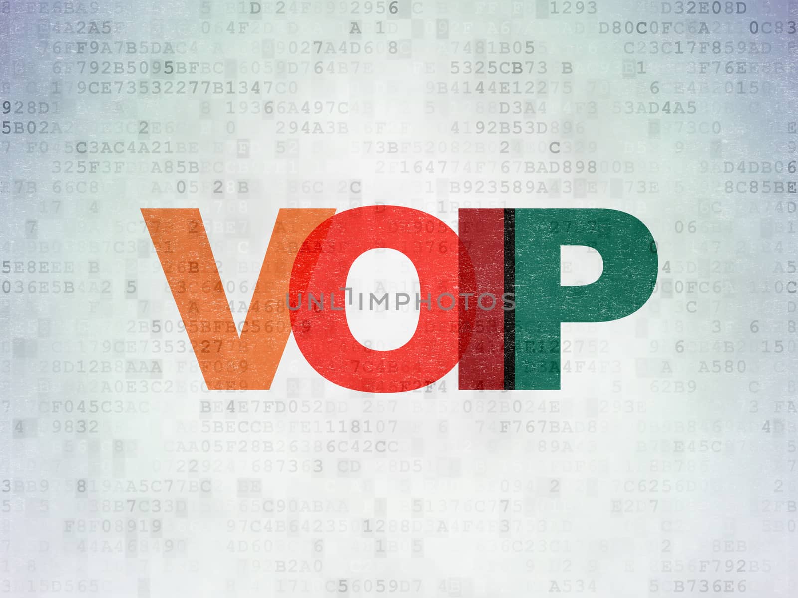 Web development concept: VOIP on digital background by maxkabakov