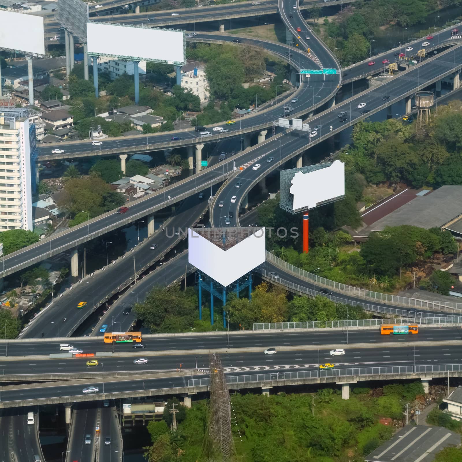 Top view traffic at Bangkok in Thailand