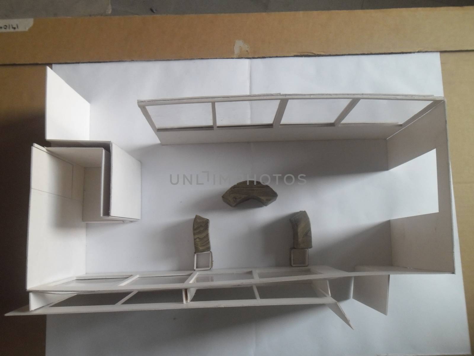 Architecture model with round seating space and large windows by shawlinmohd