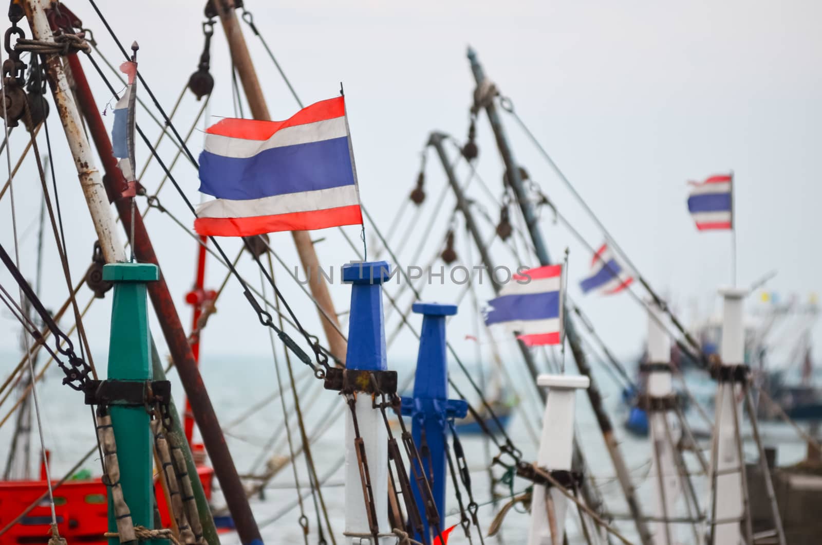 Thailand flag on fisherman boat