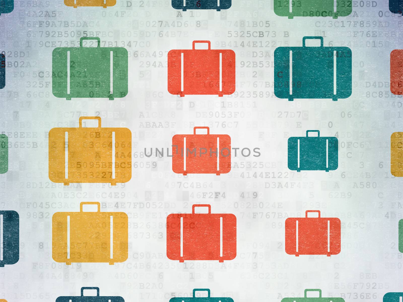 Travel concept: multicolor Bag icons on background by maxkabakov