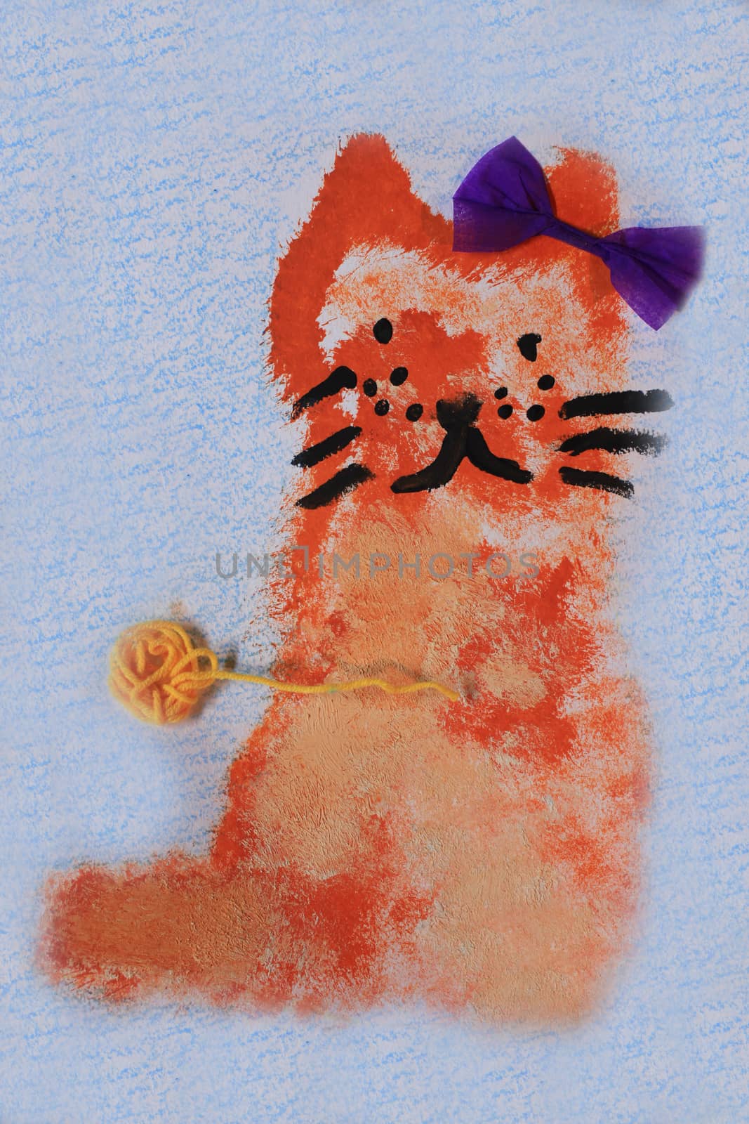 mustachioed Ginger cat with bow drawing