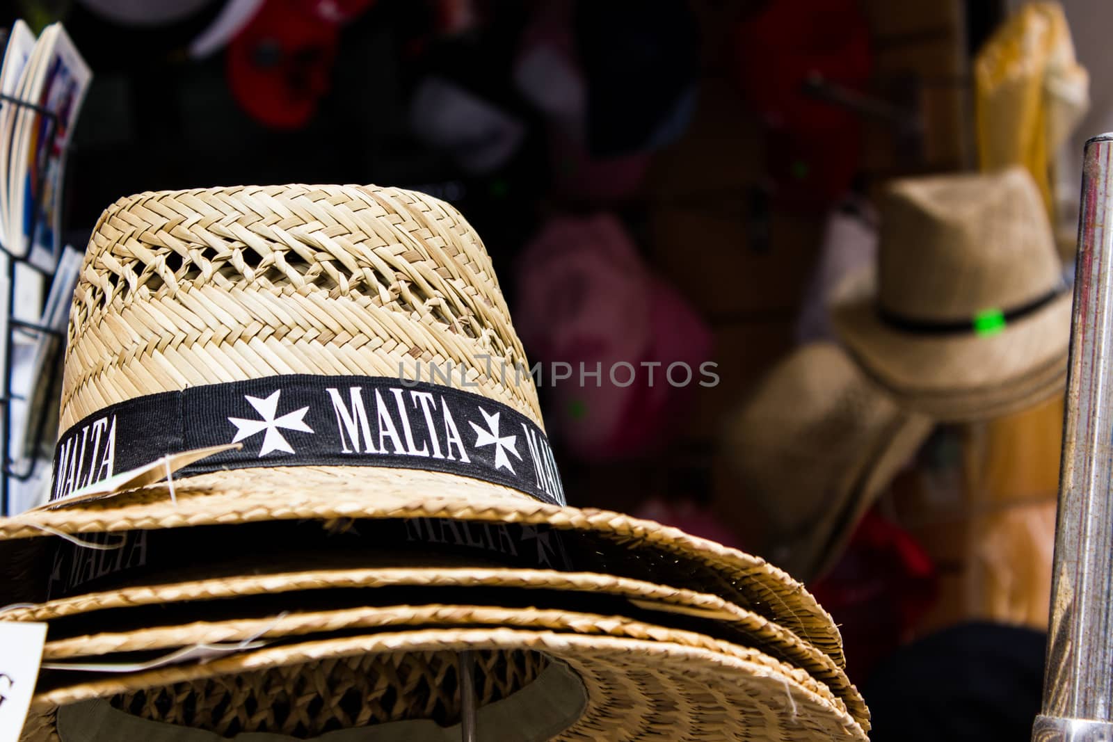 hats with the inscription Malta are sold as souvenirs