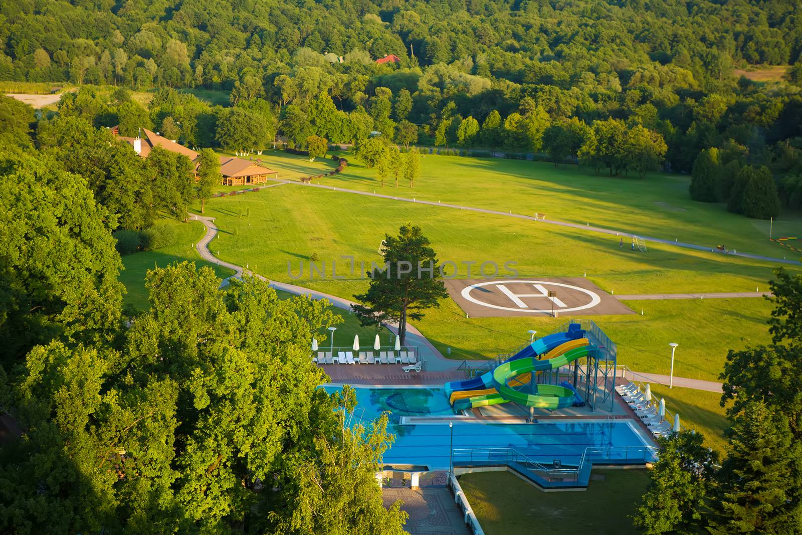 aqua park constructions in swimming pool by sarymsakov