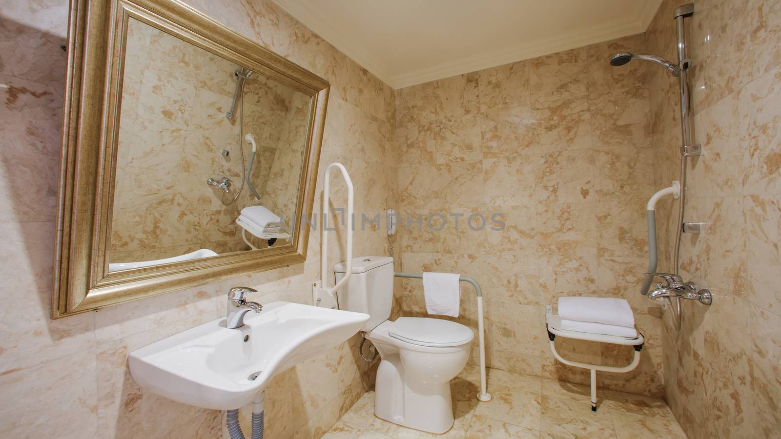 Fragment of a luxury bathroom. Modern interior