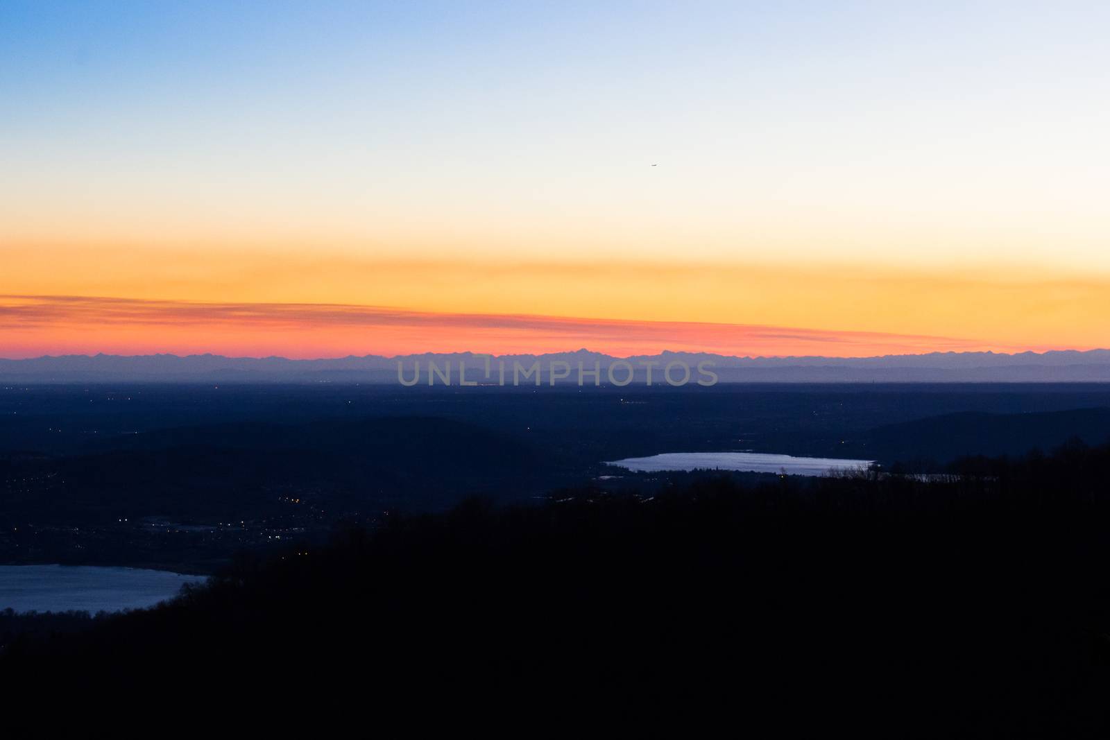 Sunset with lakes, in Varese