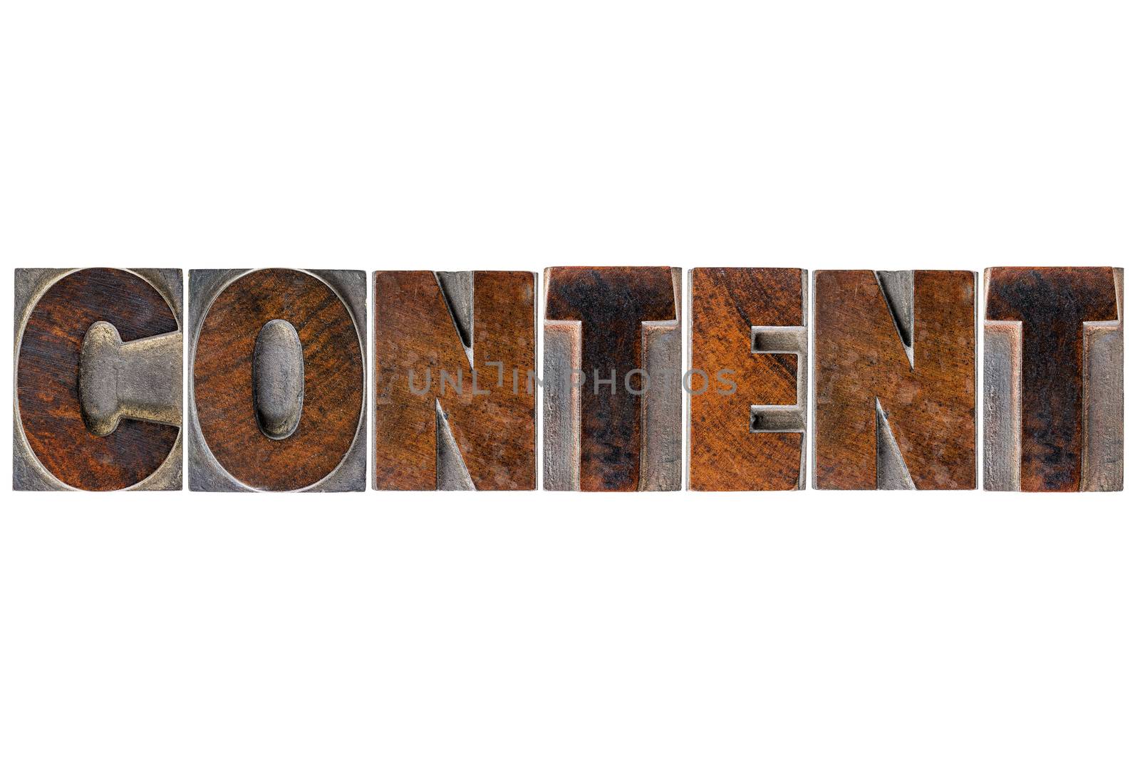 content word typography in wood type by PixelsAway