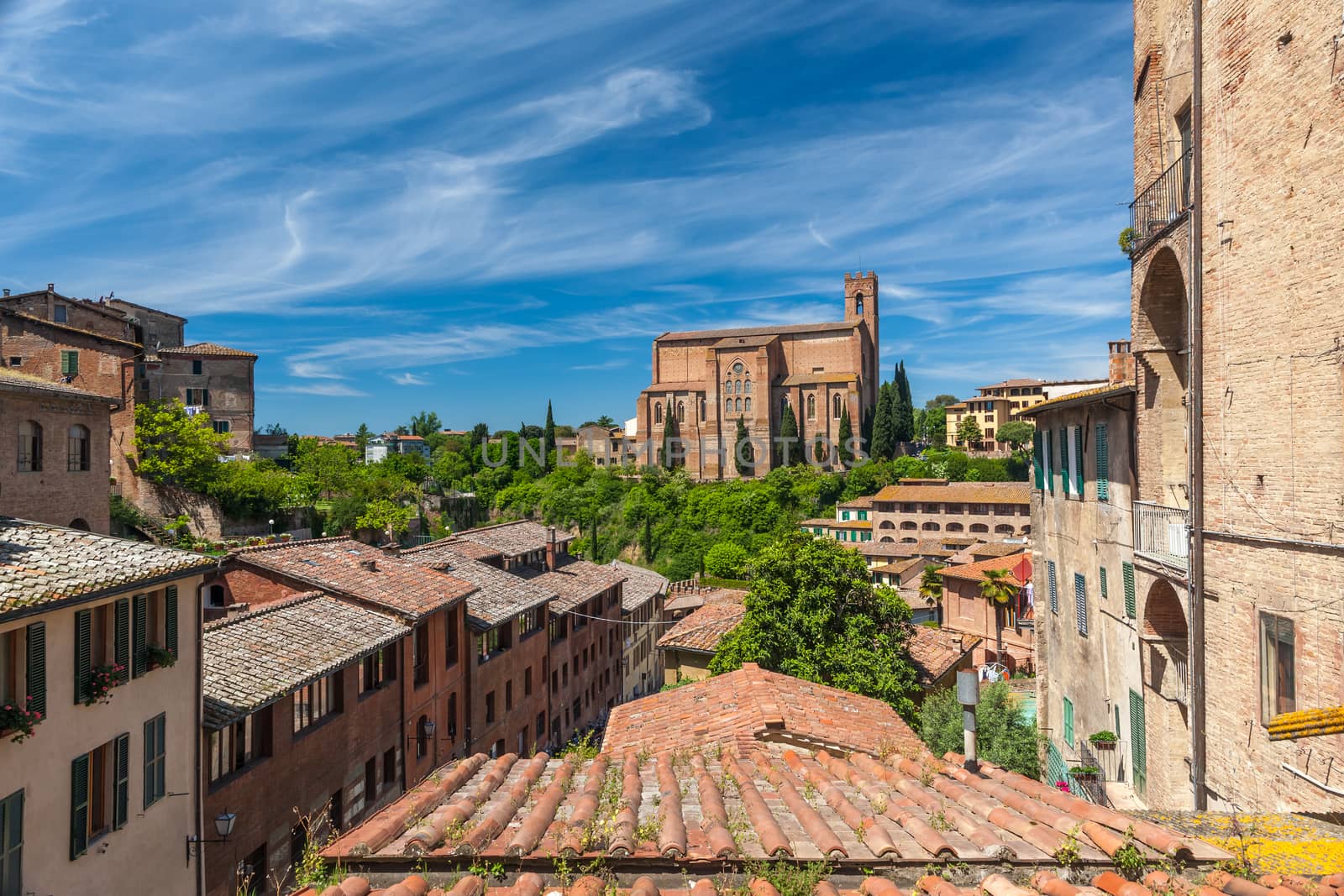 Panoramic view from the roof of town, Lake Garda, Italy