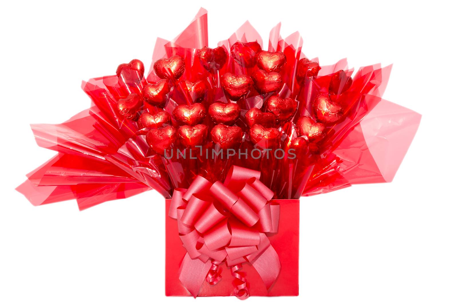 Colorful red gift of chocolate flowers by coskun