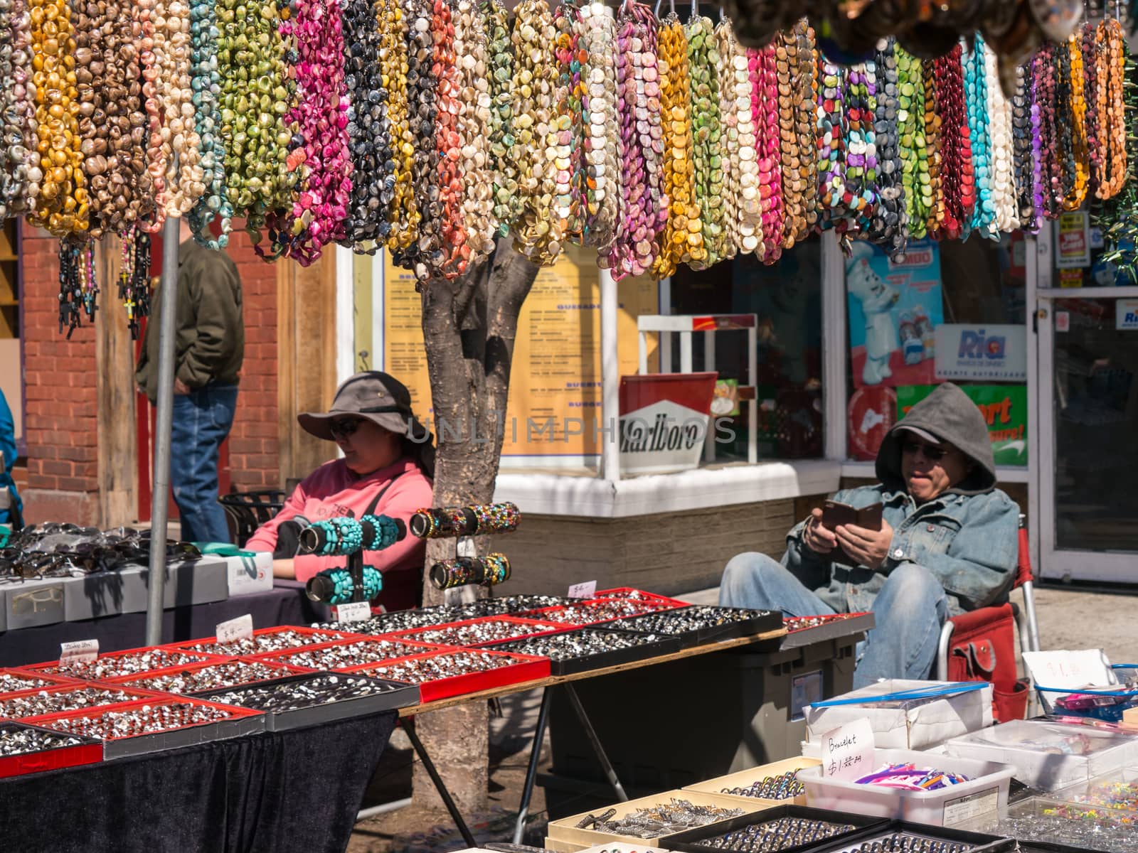 Stallholders with glasses and trinkets at 2015 Nyack Spring Festival - April 12