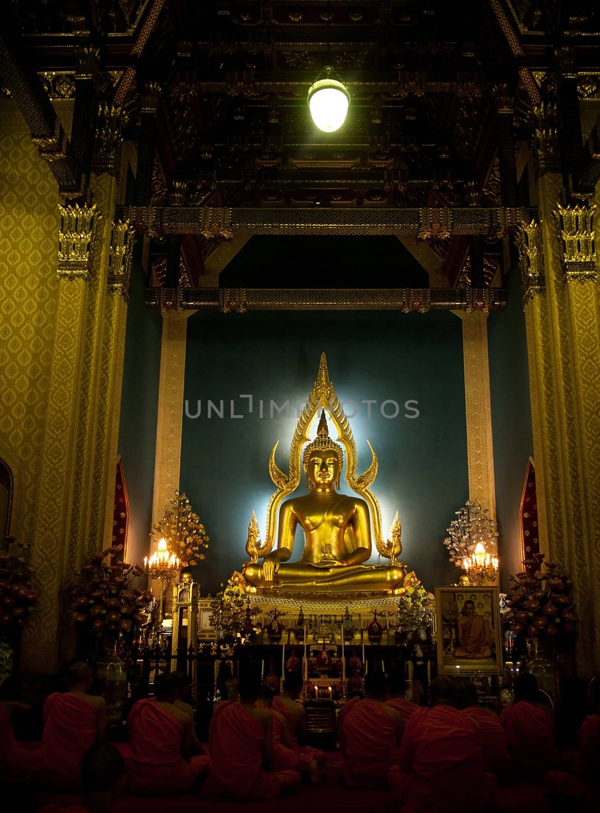 Beautiful and peaceful golden buddha with backlight