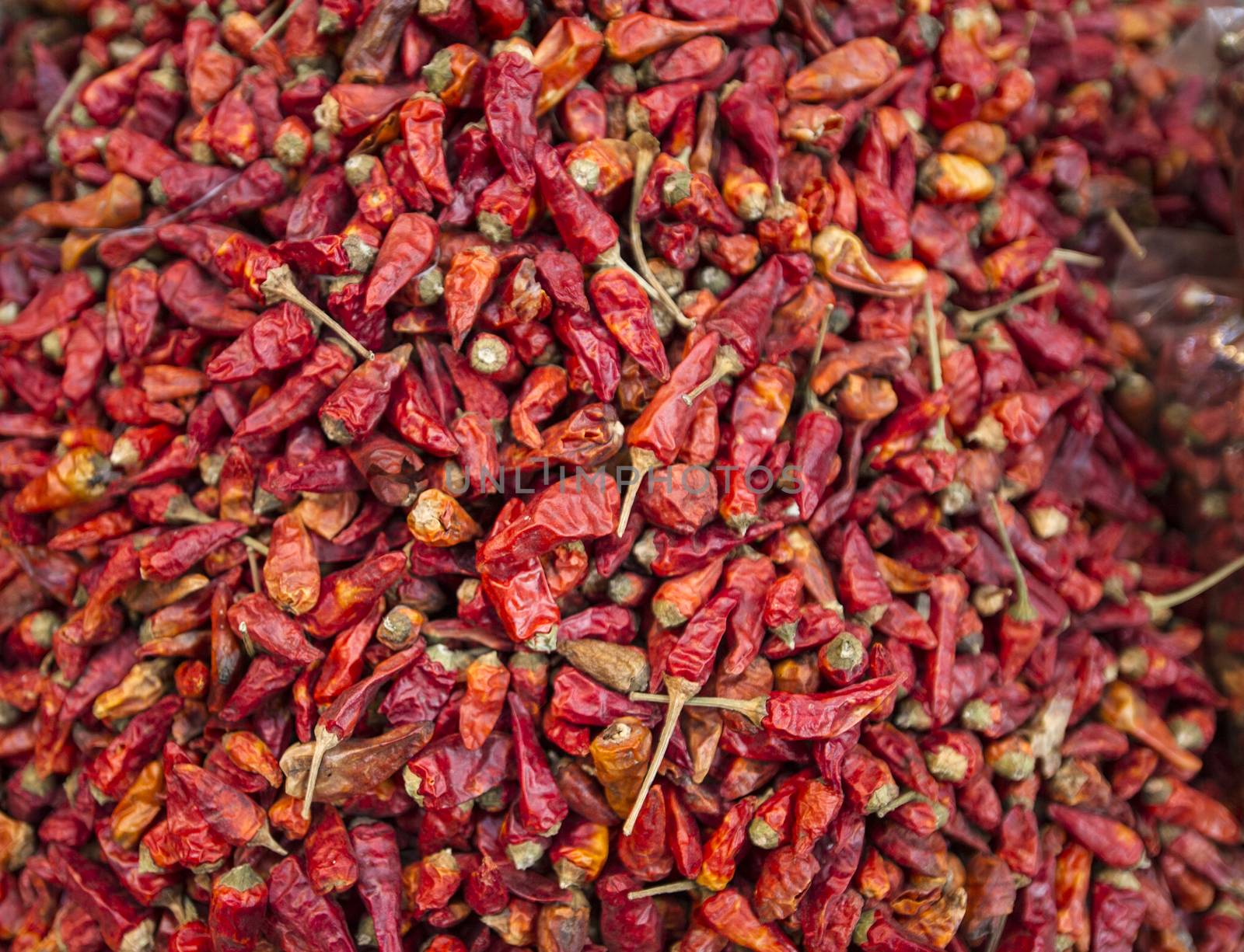 Close up vide of red hot chilly peppers