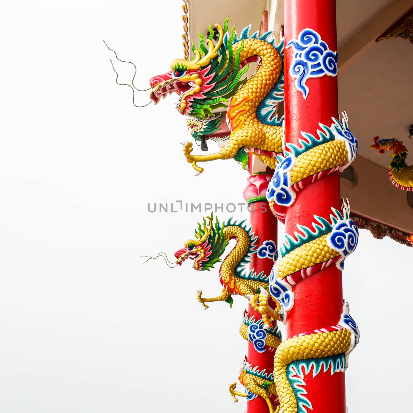 Chinese style of dragon decorate at column by pixbox77