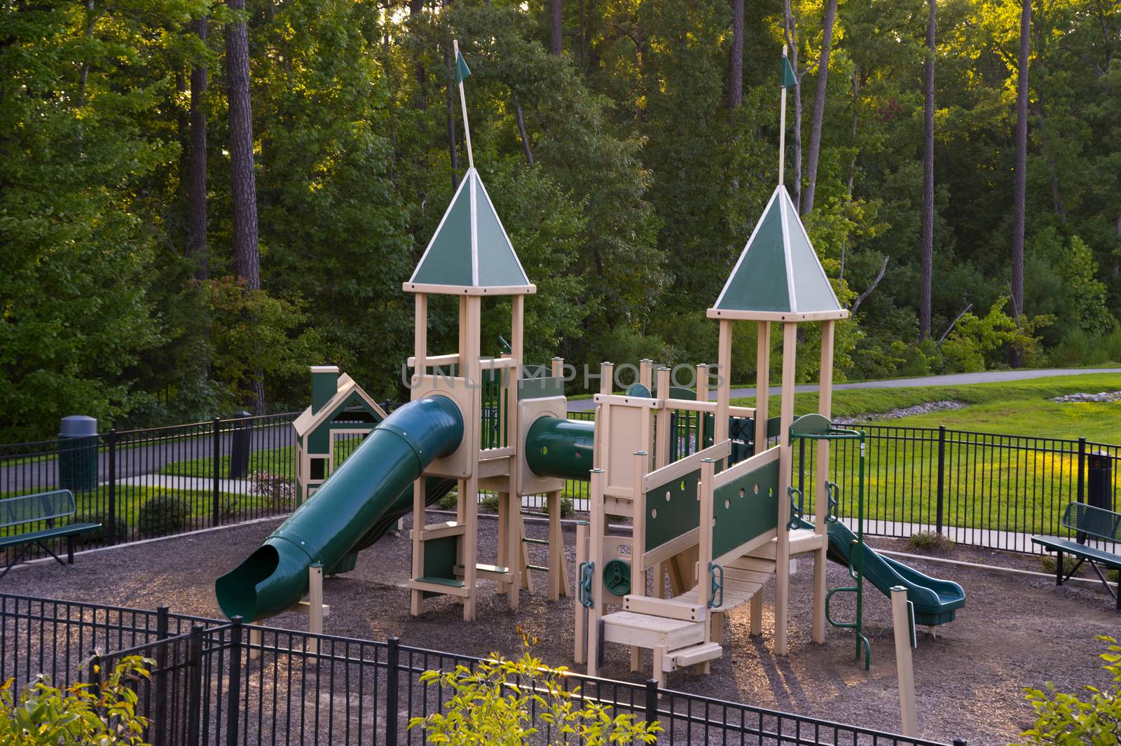 Children outdoor plastic playground in the park