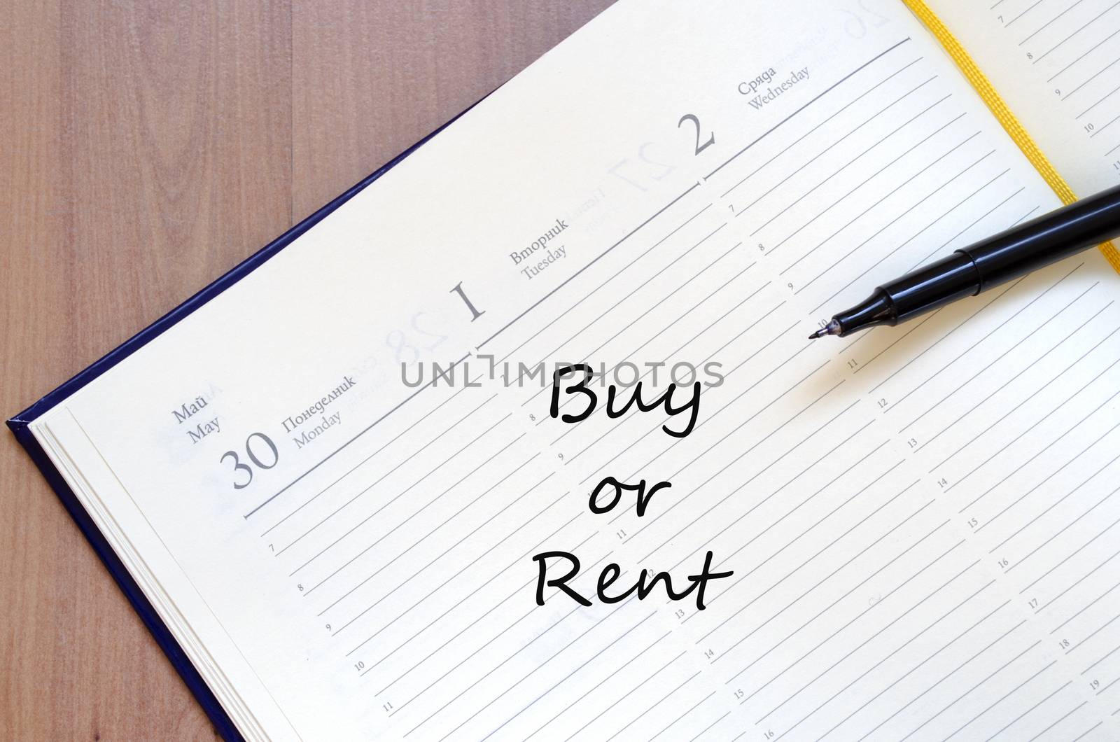 Buy or Rent Concept Notepad