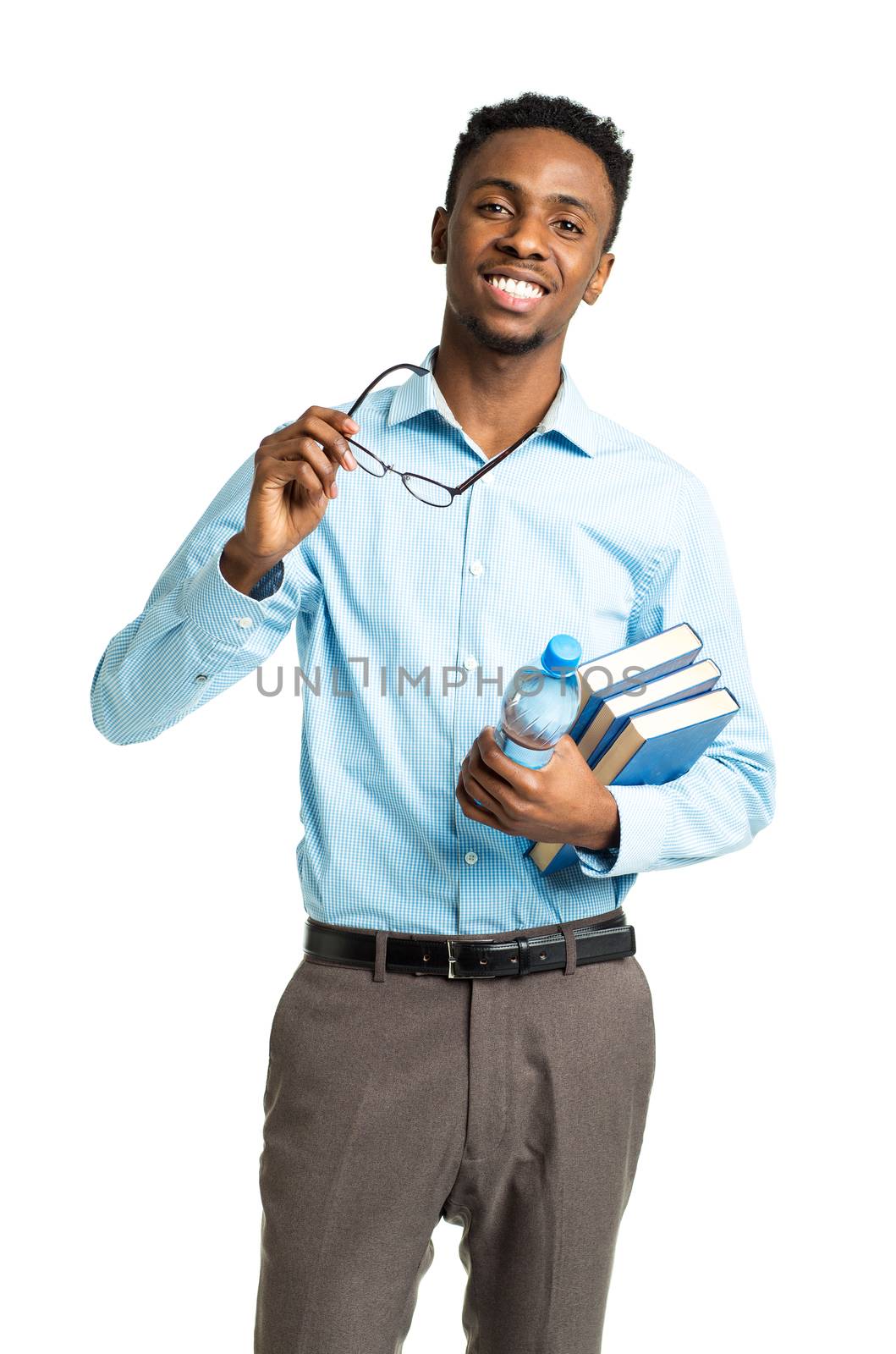 Happy african american college student with books in his hands s by vlad_star