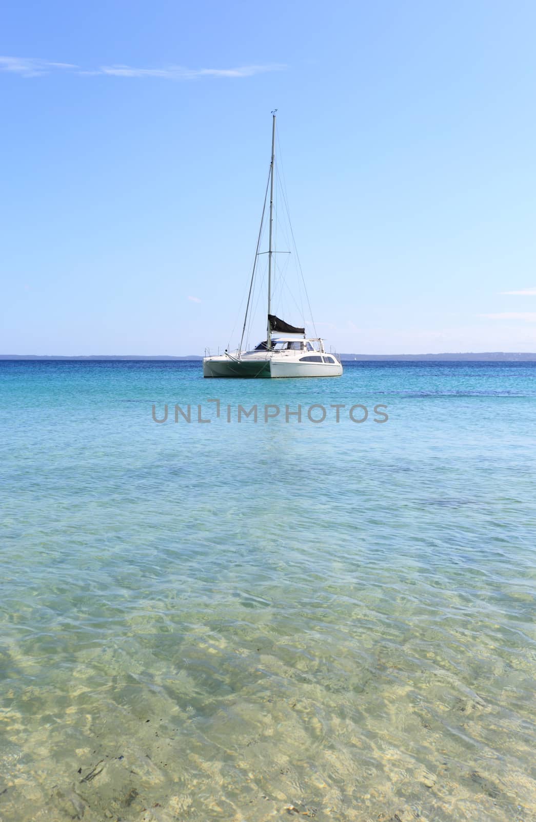Catamaran on the water at Cabbage Tree Beach Jervis Bay