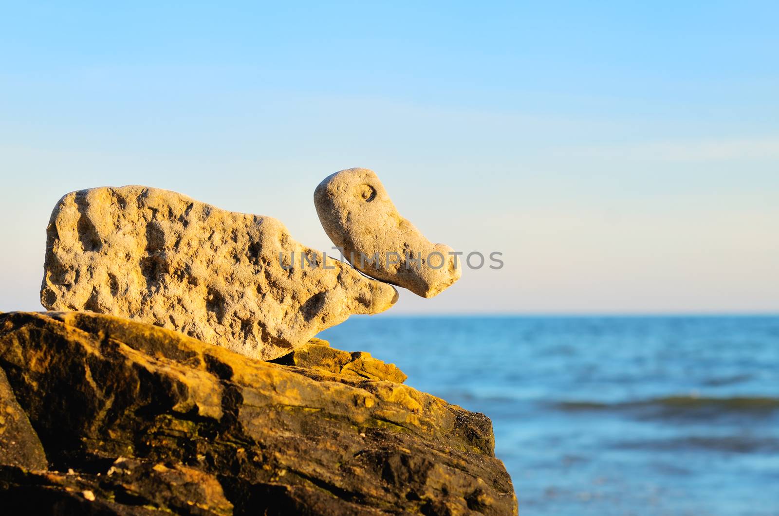 Image of bird, made of pebbles