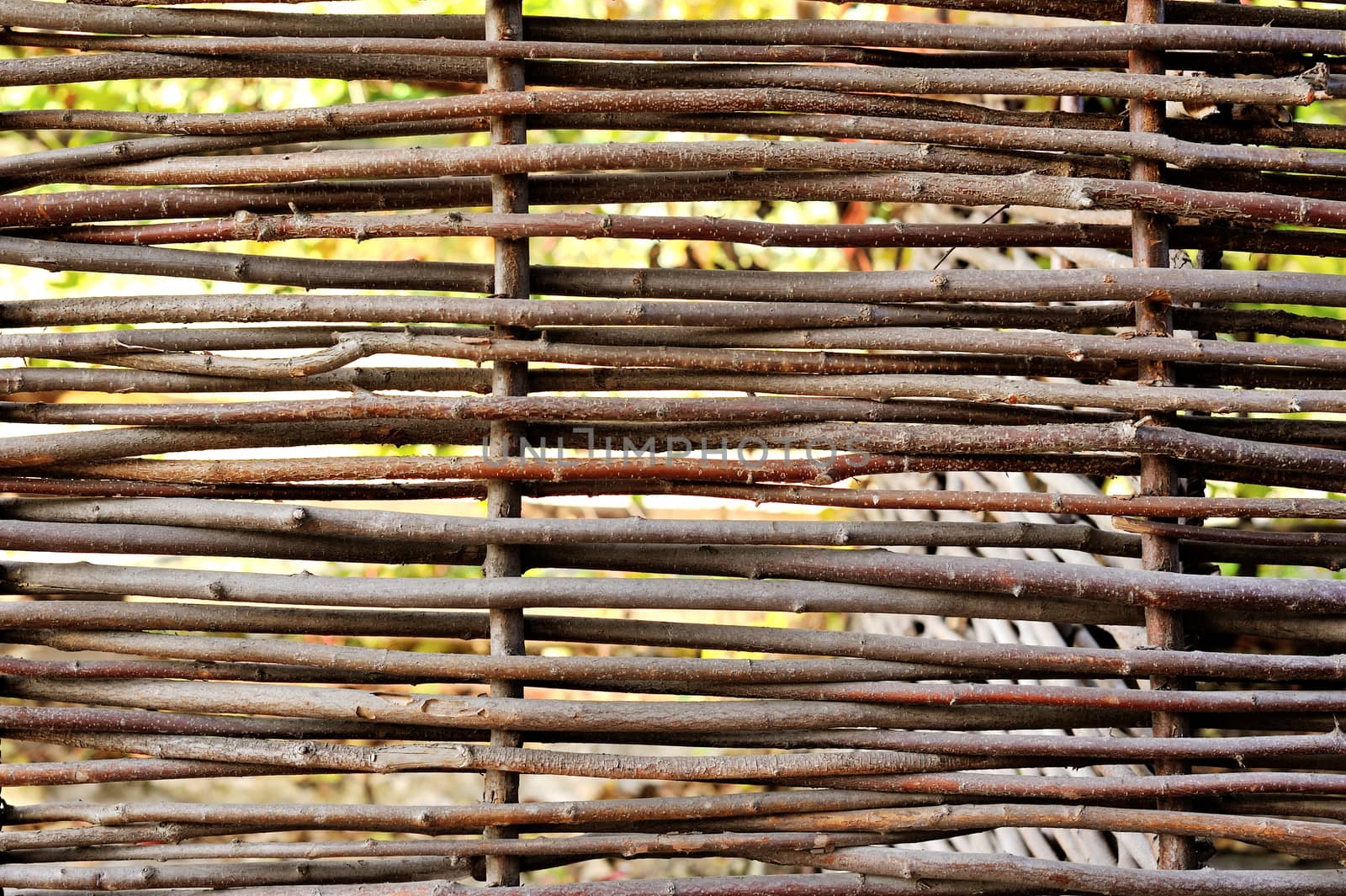 wooden fence texture in village in summer