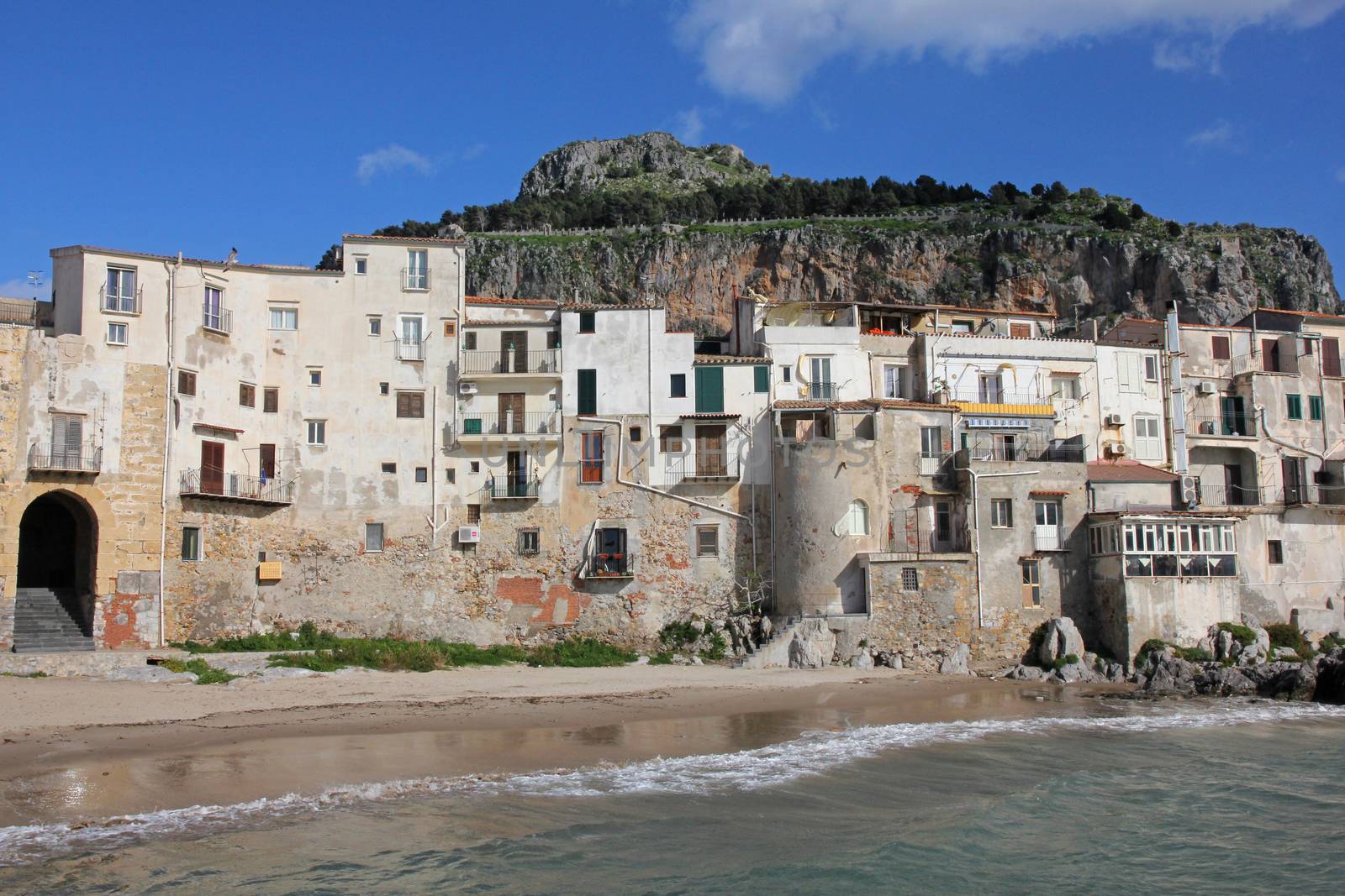 Italy. Sicily island . Province of Palermo. View of Cefalu in spring