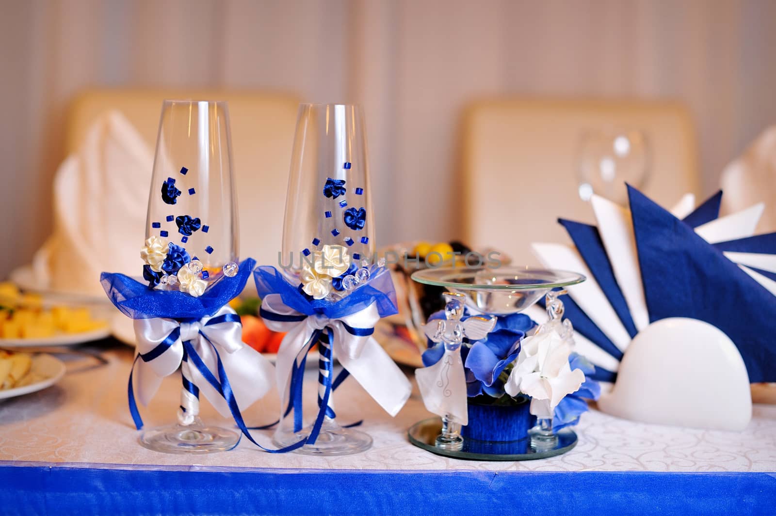 Wedding glasses on the table