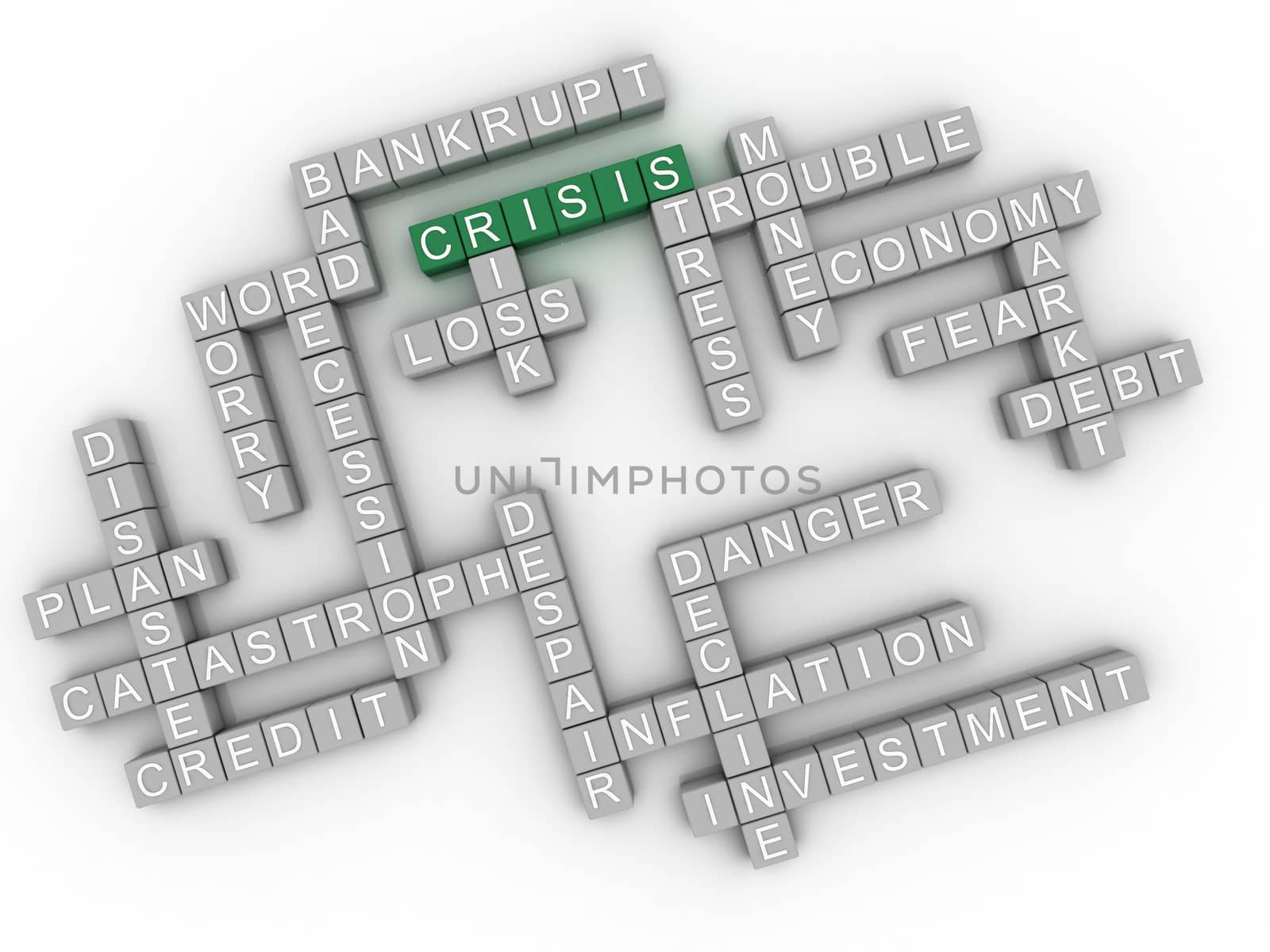 3d image Crisis issues concept word cloud background by dacasdo