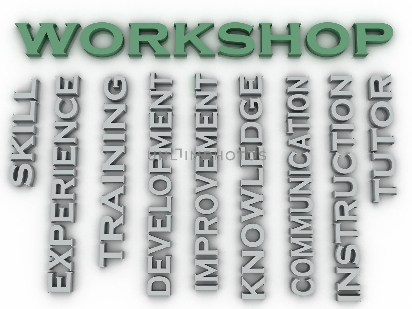 3d image Workshop issues concept word cloud background