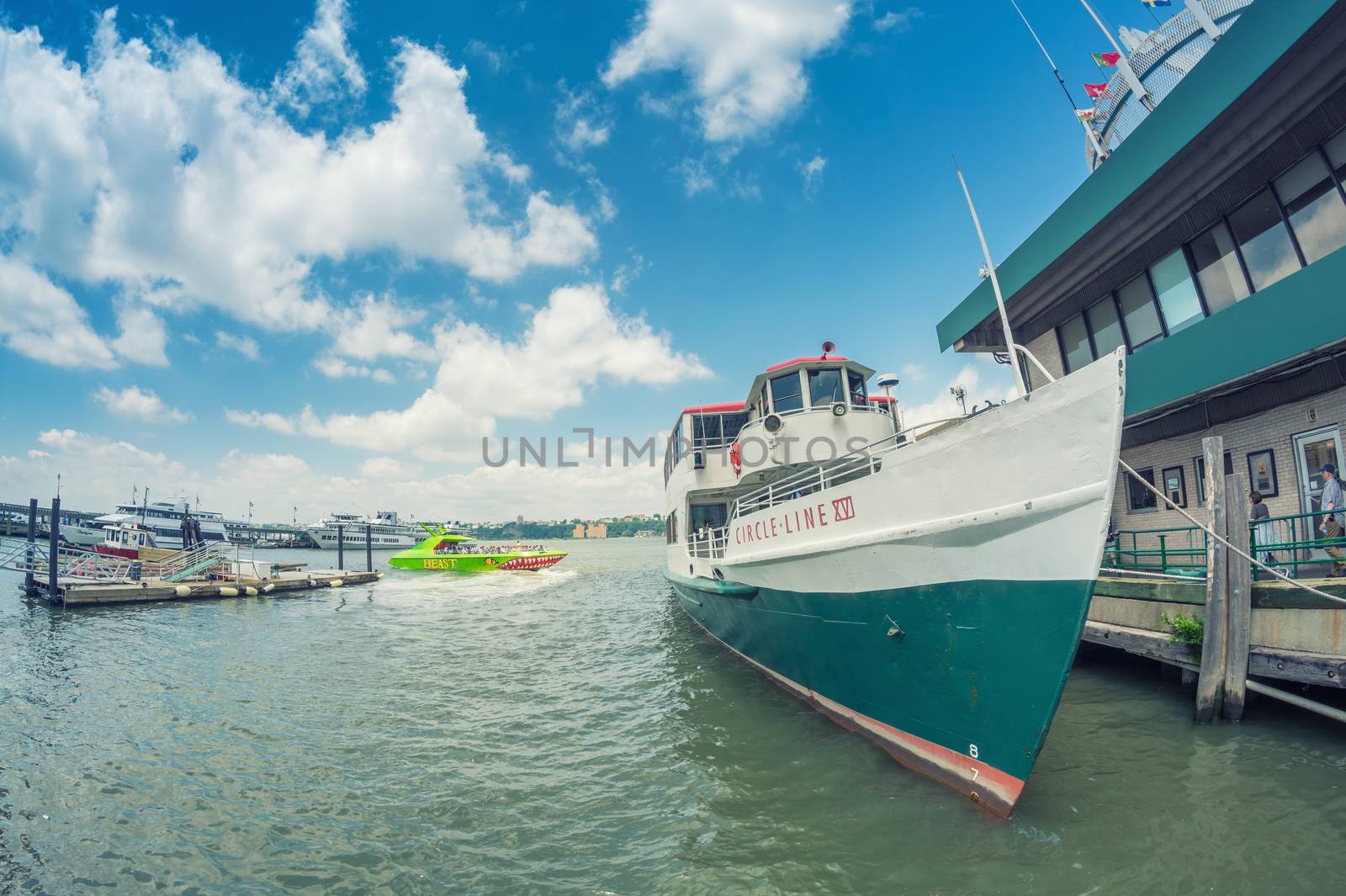 NEW YORK CITY - MAY 22, 2013: Ships in New York South Street Seaport. The area will be renewed in the near future.