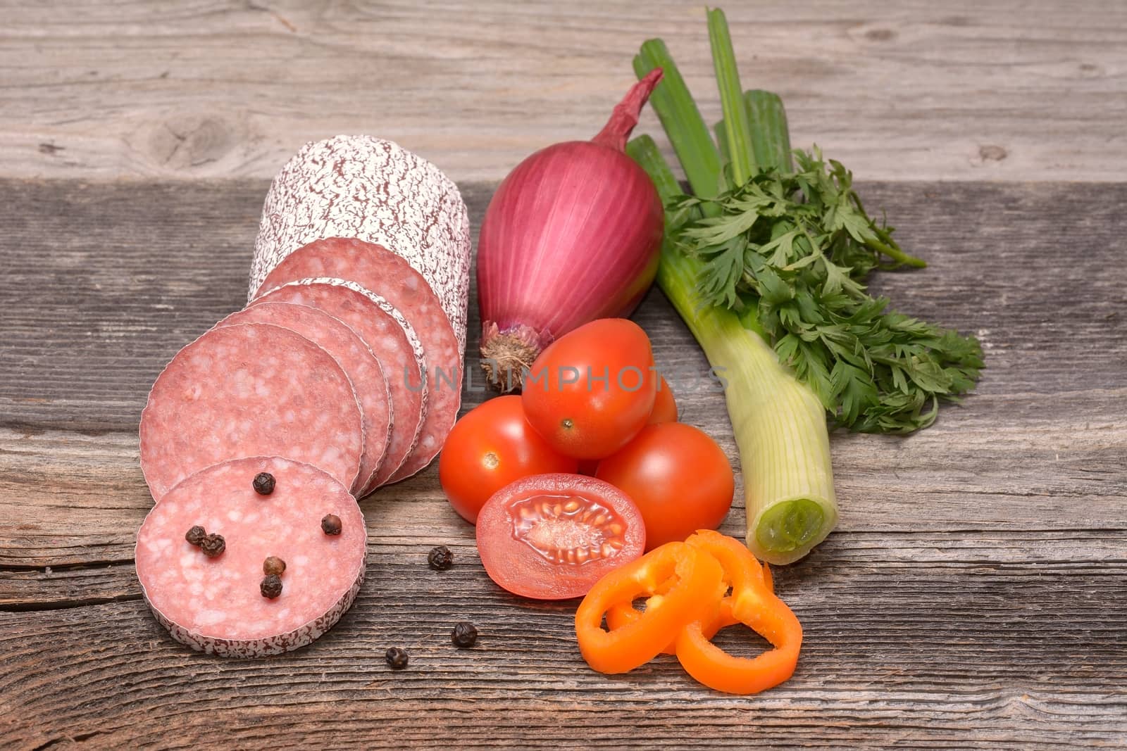 processed meat products with vegetables by comet