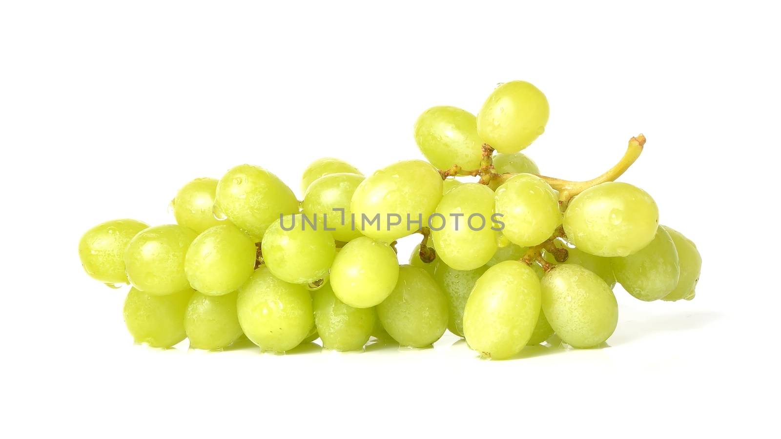 juicy green grapes isolated on a white background by comet