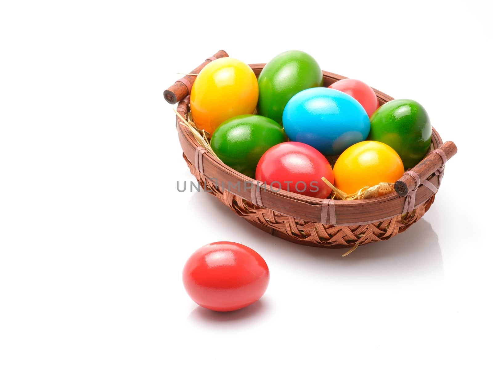 Colorful easter eggs isolated over white background by comet