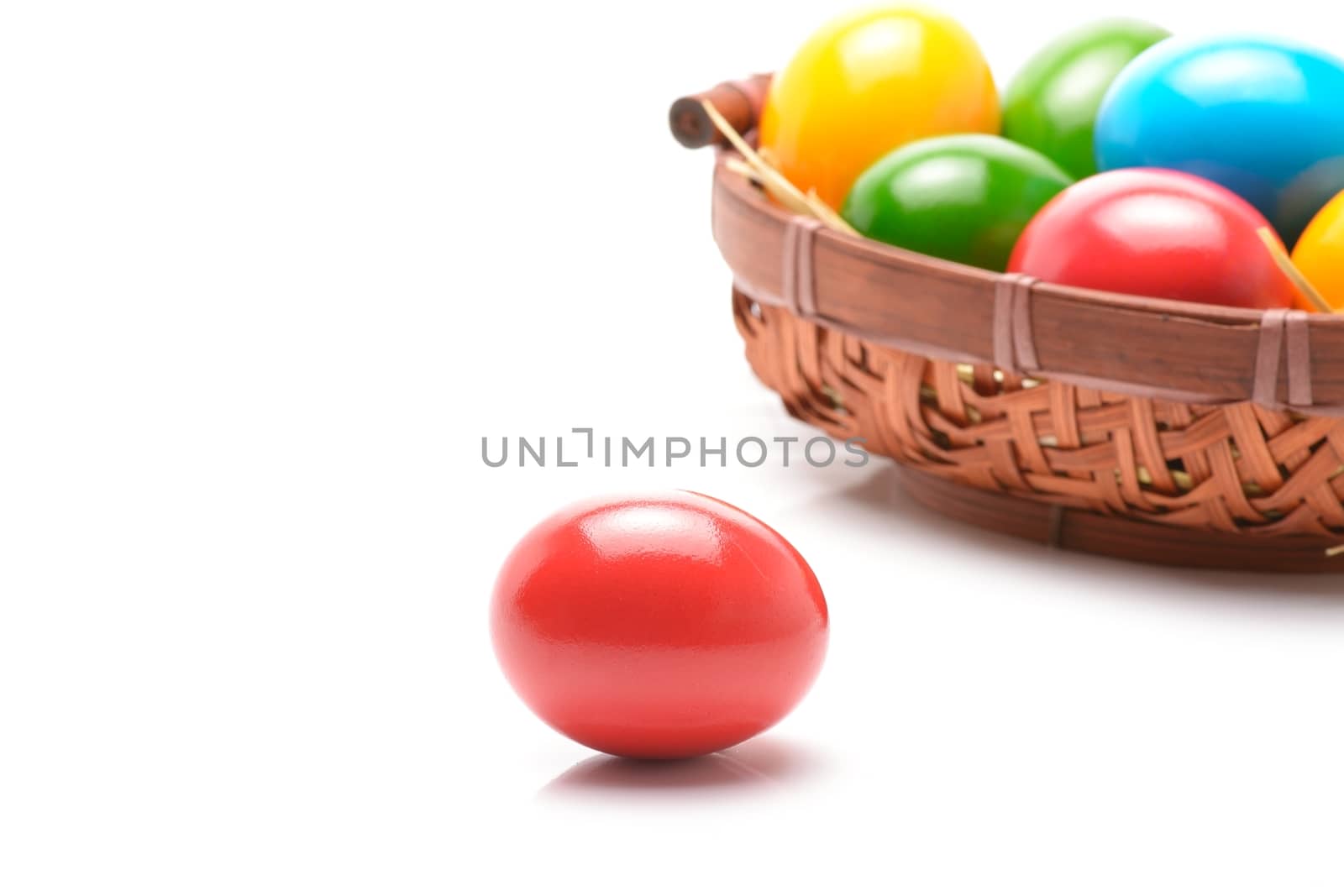 Colorful easter eggs isolated over white background by comet