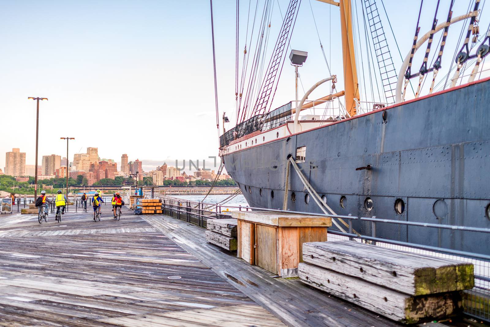 NEW YORK CITY - MAY 22, 2013: New York South Street Seaport. The area will be renewed in the near future.