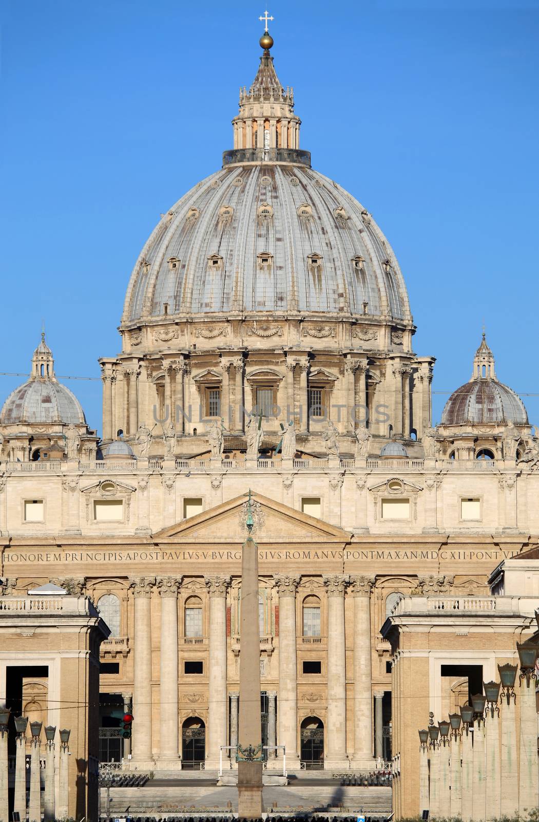 closeup shot of Vatican City from Ponte Umberto I in Rome, Italy, 