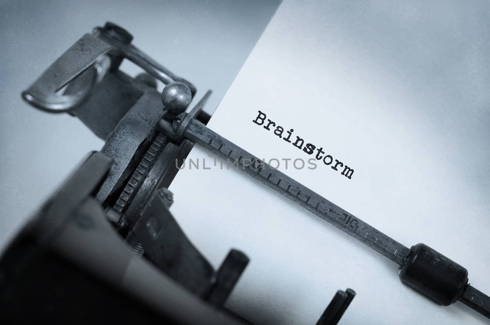 Vintage inscription made by old typewriter, brainstorm
