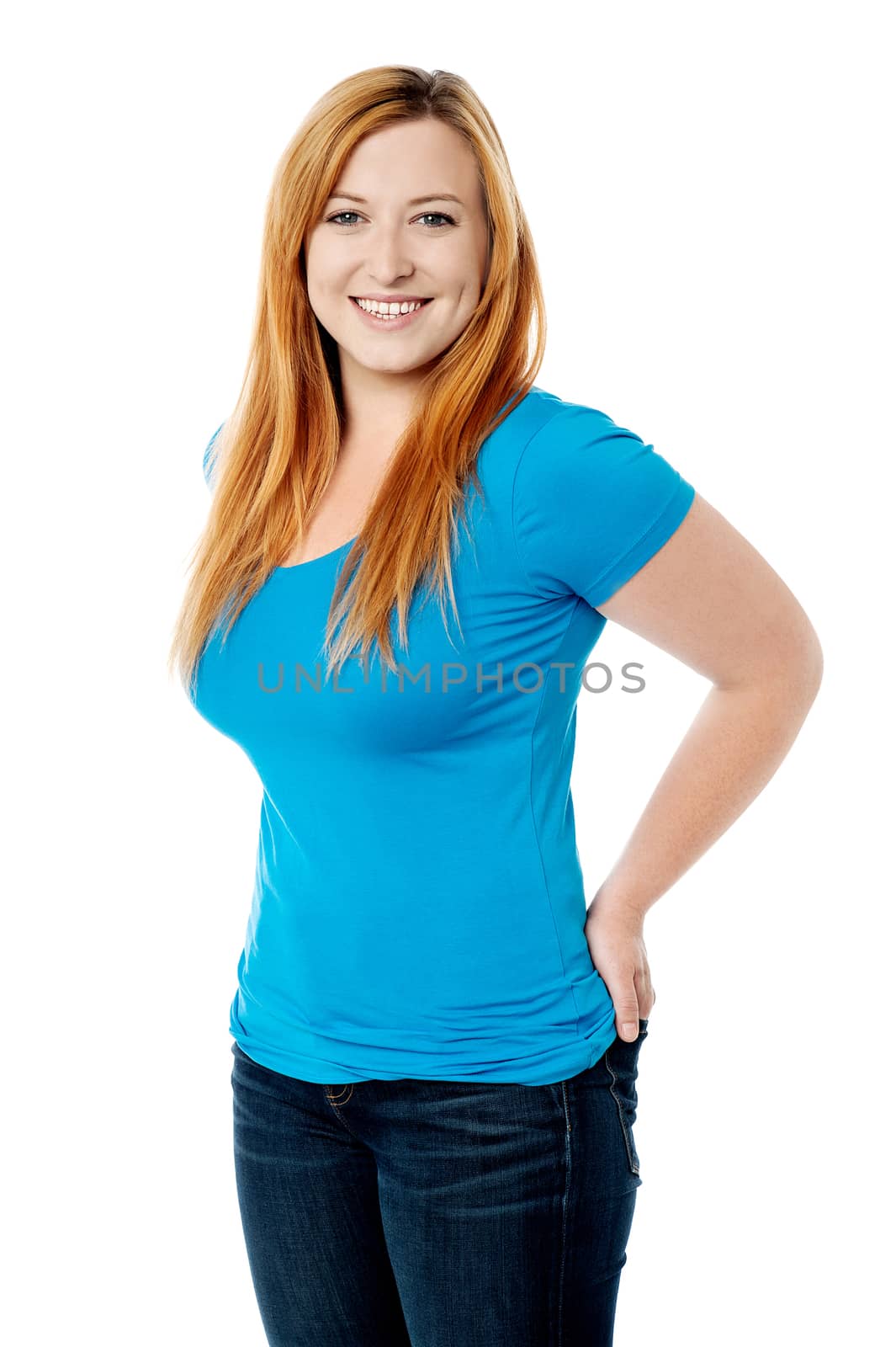 Young woman casually over a white background