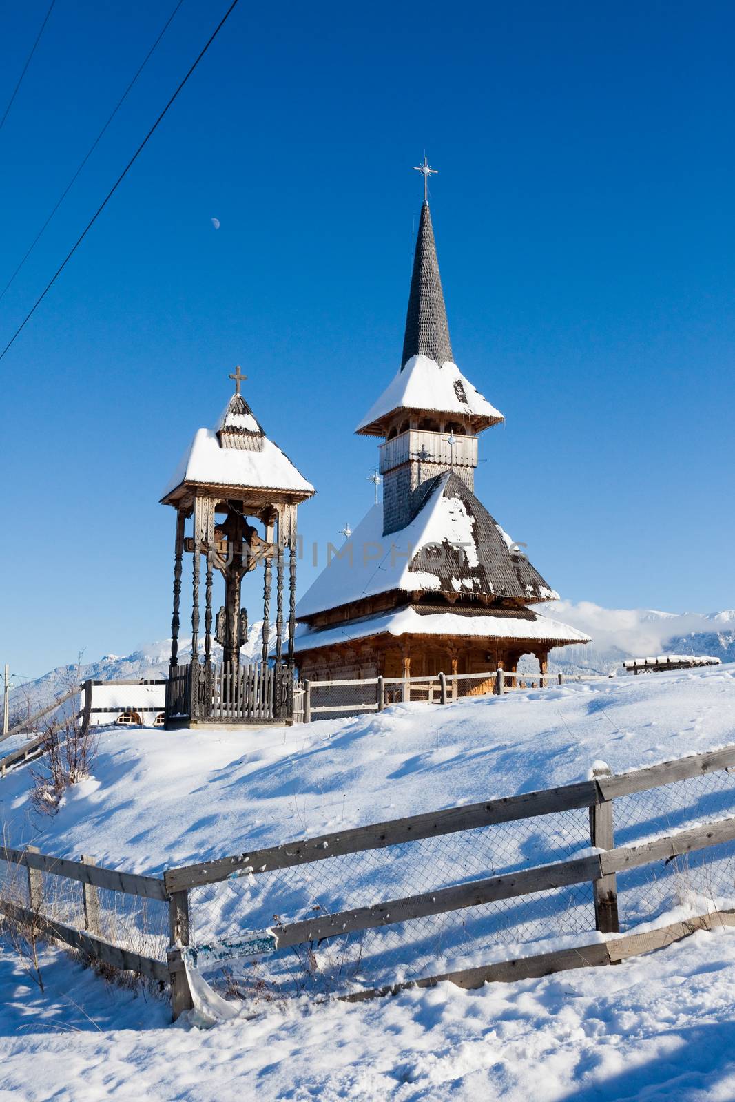 Typical woden church from Moeciu, Romania