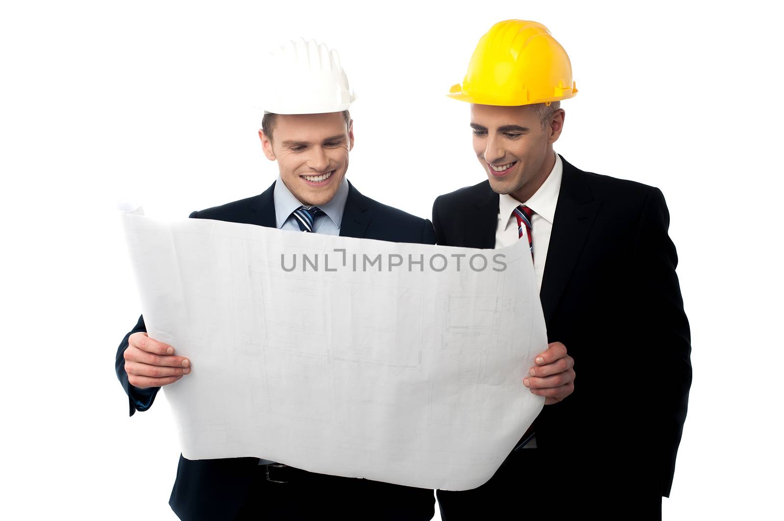 Two male architect discussing about project plan