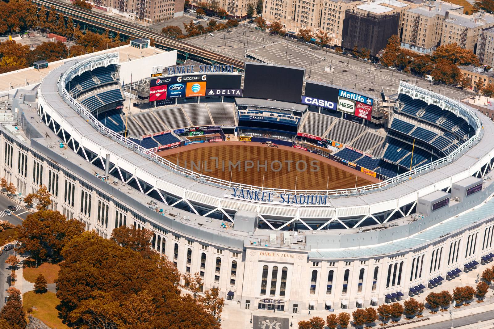 NEW YORK CITY - MAY 22, 2013: Yankee Stadium, aerial view. Home of the Yankees it is situated in the Bronx and can host 50000 for Baseball Games