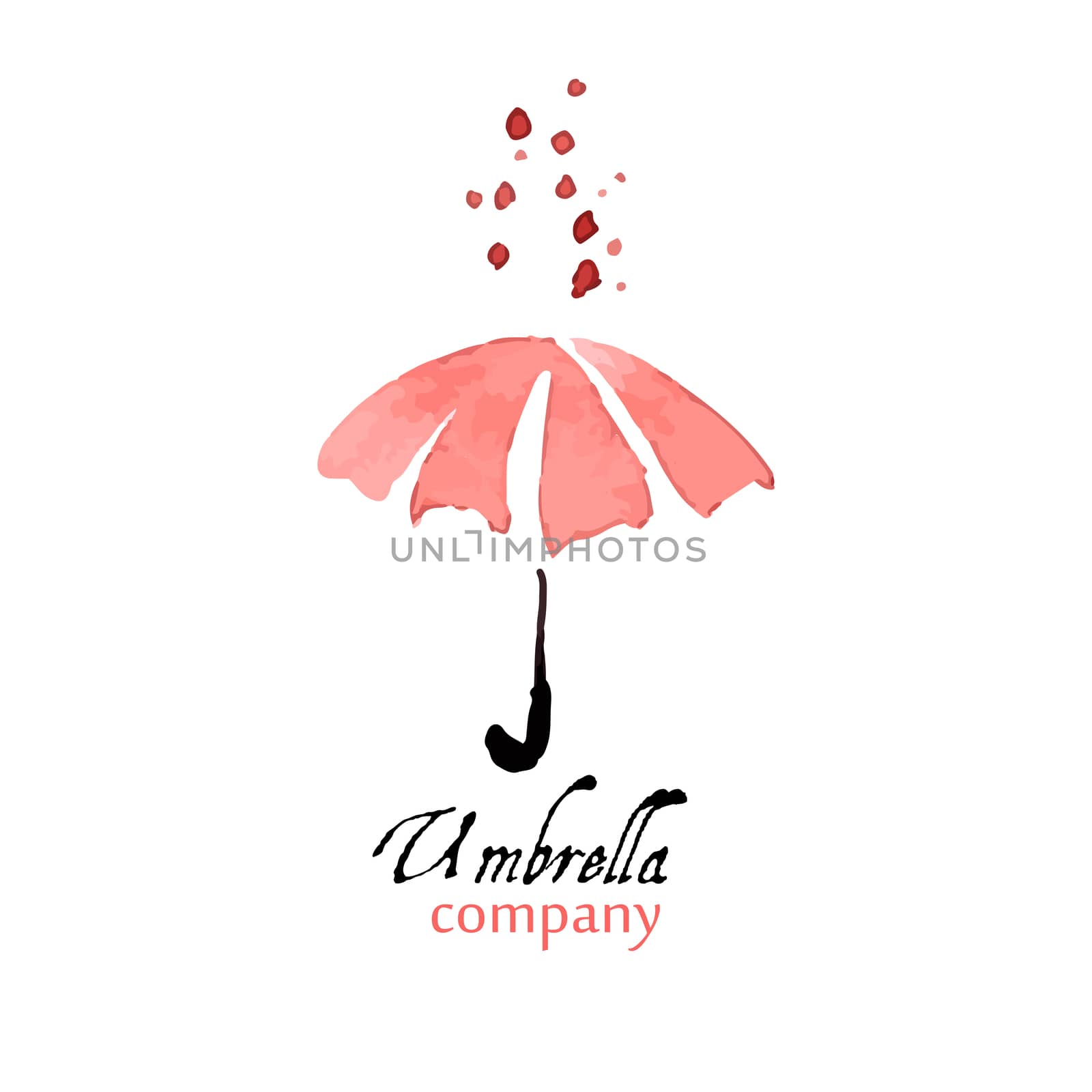 Design element pink umbrella with drops by Rasveta