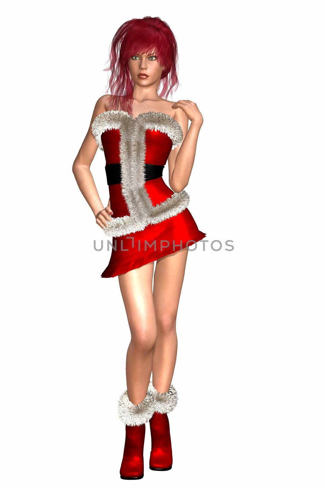 Digital Illustration of a Woman in Christmas Dress