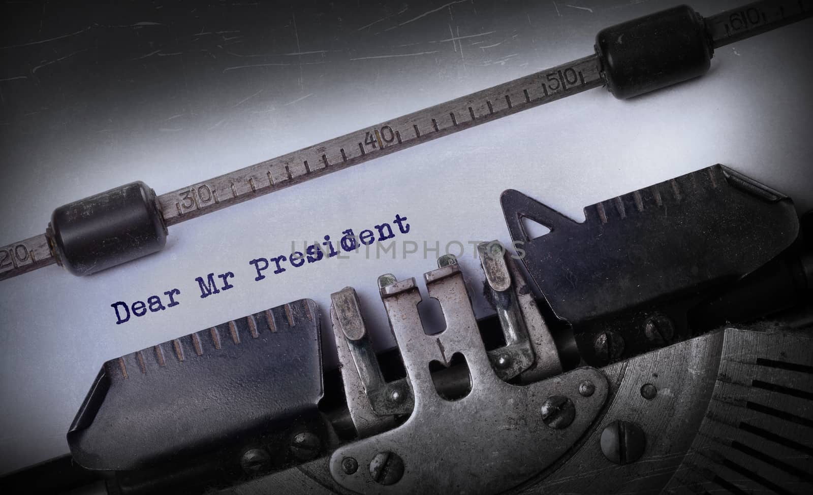 Vintage inscription made by old typewriter, Dear Mr President