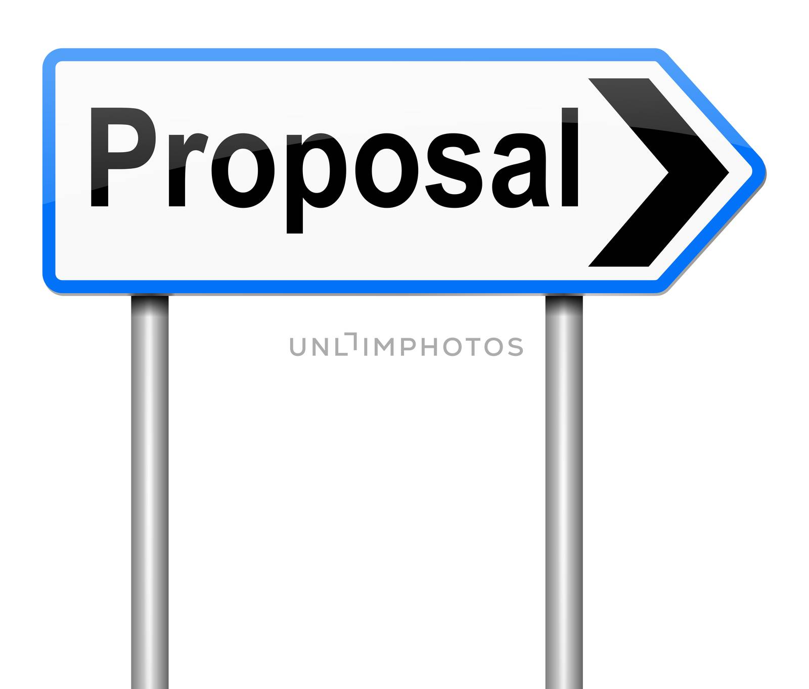 Illustration depicting a sign with a proposal concept.